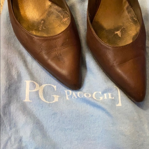 PACO GIL brown leather maryjane wedge pumps - Picture 9 of 9